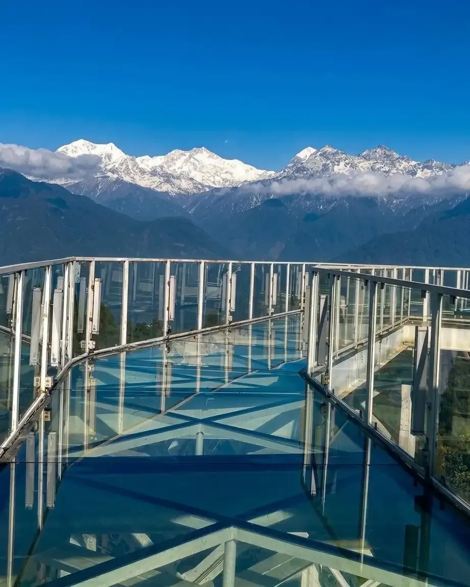 Chenrezig statue and skywalk Pelling scenic view Sikkim